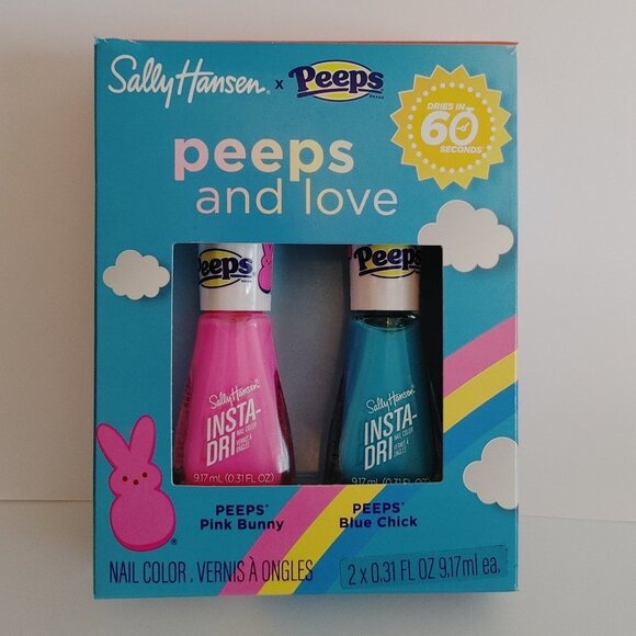 Sally Hansen x Peeps and Love Nail Polish Gift Set Pink Bunny Blue Chick - Picture 1 of 5